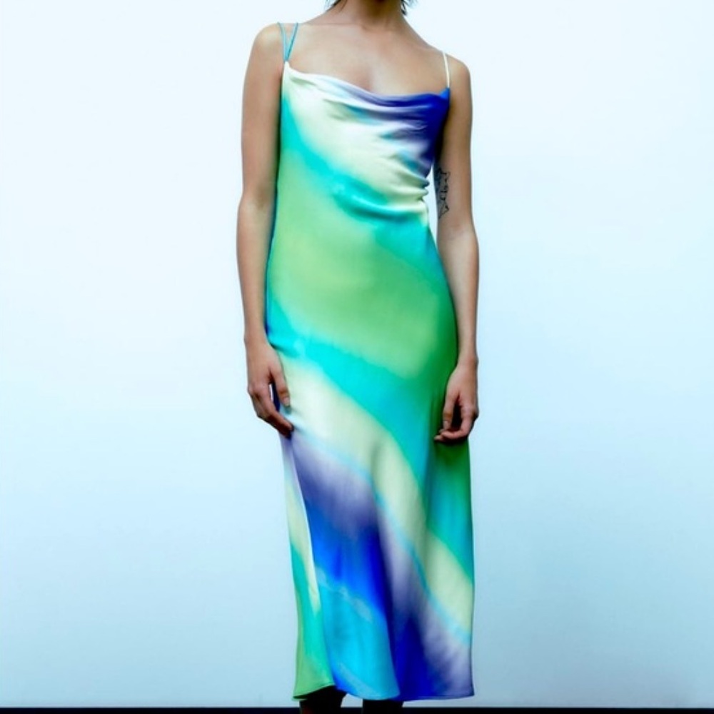 Zara Vibrant Multicolor Backless Slip Dress